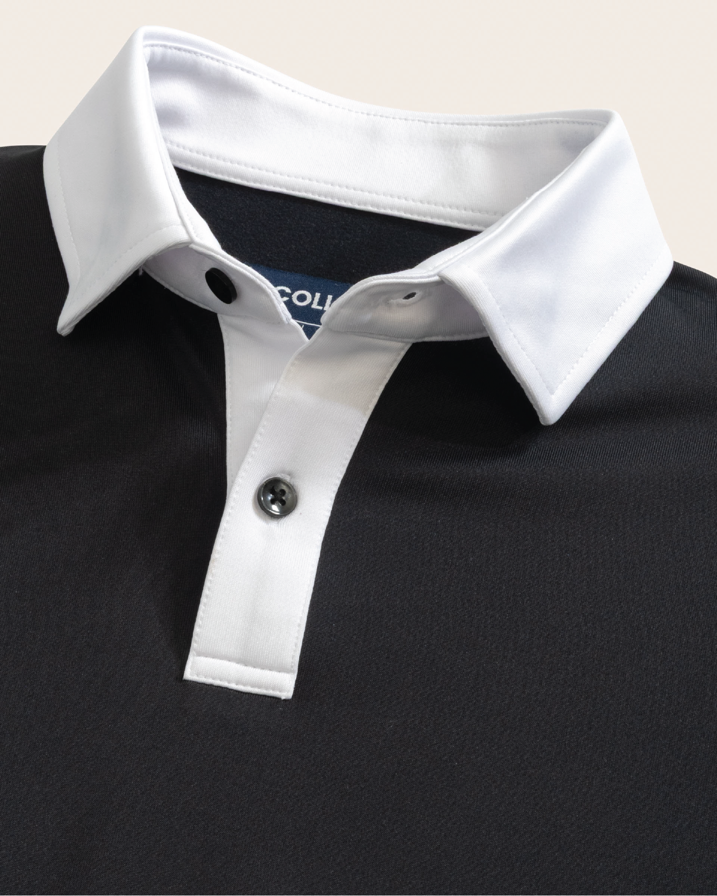 black and white polo dress shirt Black Performance Polo with White Collar