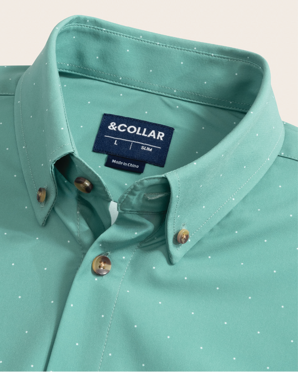 Range Shirt - Teal w/ Pin Dots &Collar Range Shirt - Teal w/ Pin Dots &Collar