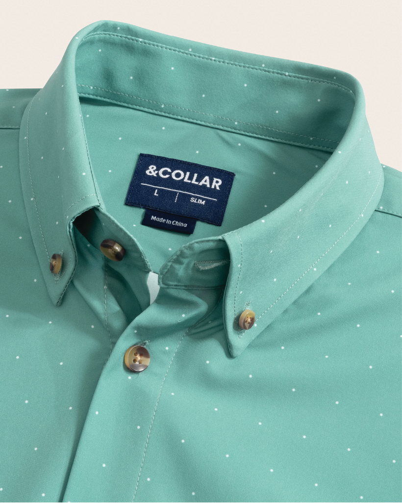 Range Shirt - Teal w/ Pin Dots &Collar Range Shirt - Teal w/ Pin Dots &Collar