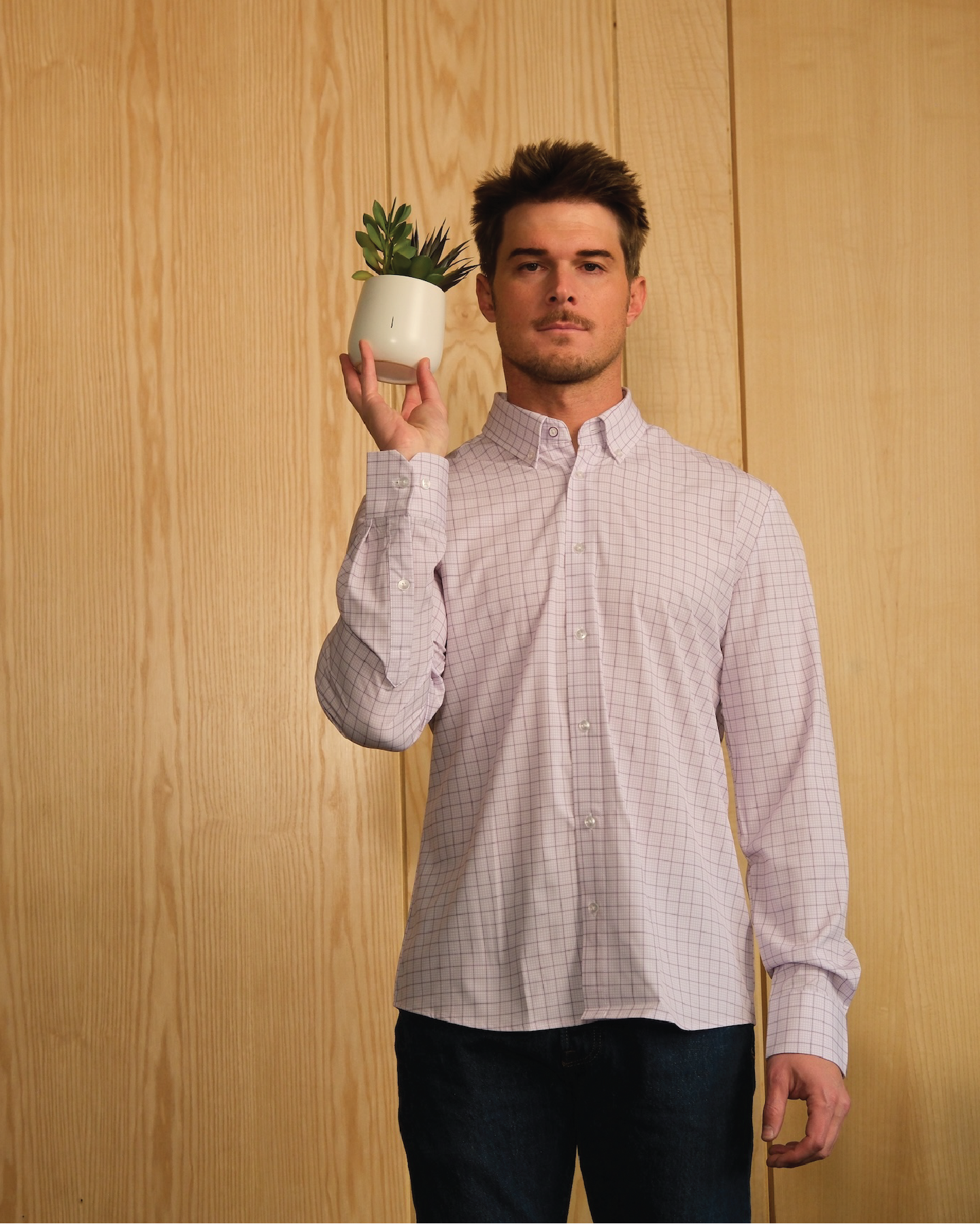 Range Shirt - Lavender Gingham w/ Plum Check – &Collar