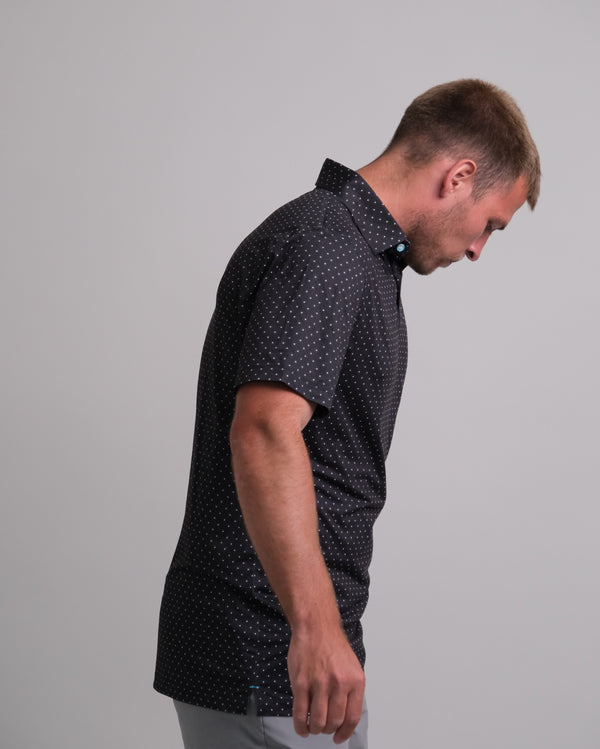 Tropic Polo - Black w/ White Polka Dots Tropic Polo - Black w/ White Polka Dots