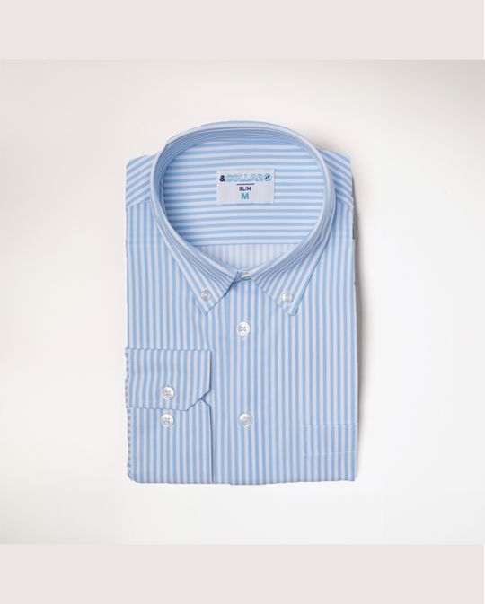 FINAL SALE: Range Shirt - White and Blue Pinstripe (No Returns and Exchanges)