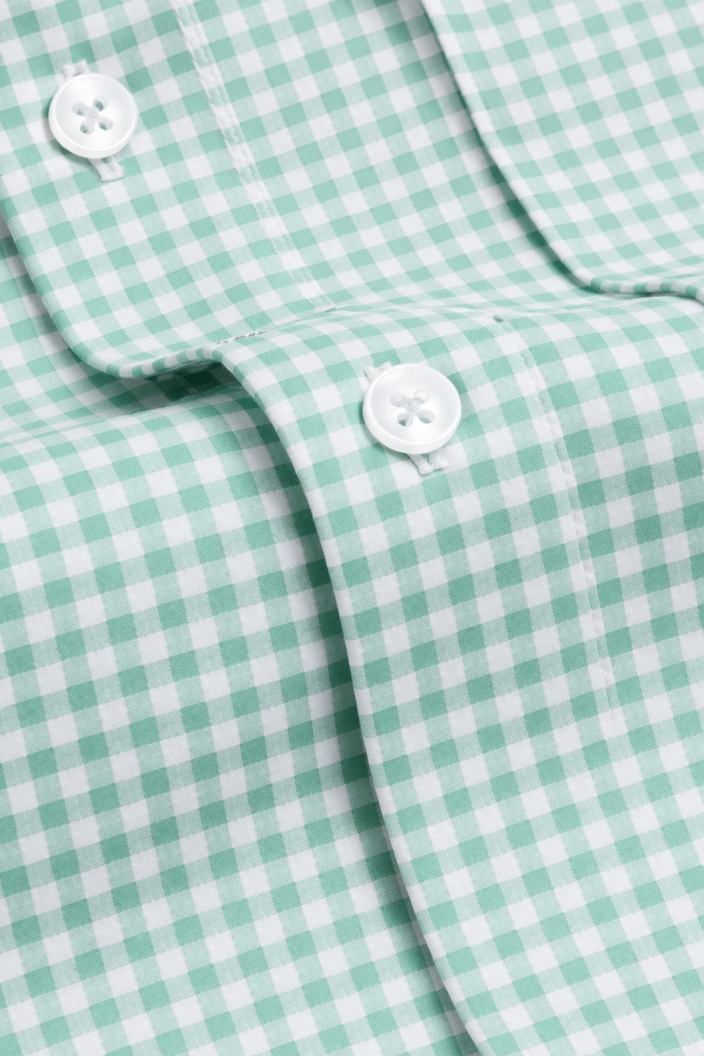 Men's Light Green and White Gingham Long Sleeve Dress Shirt, Stain Repellent, Wrinkle Resistant Men's Light Green and White Gingham Long Sleeve Dress Shirt, Stain Repellent, Wrinkle Resistant