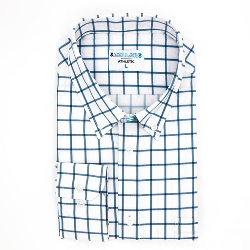 Range Shirt - White w/ Ocean Blue Windowpane