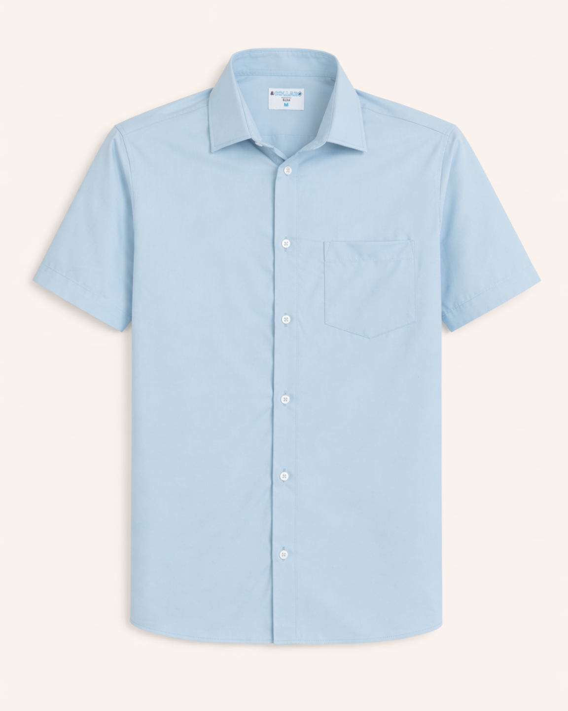Men's Pale Blue Short Sleeve Dress Shirt, Stain Repellent, Wrinkle Resistant Men's Pale Blue Short Sleeve Dress Shirt, Stain Repellent, Wrinkle Resistant
