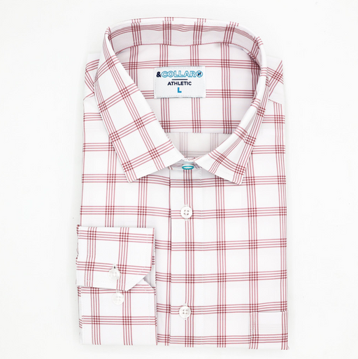 Range Shirt - White w/ Mauve Windowpane - &Collar Outpost