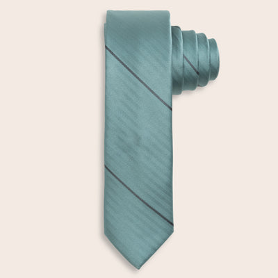 Teal striped tie on a light beige background