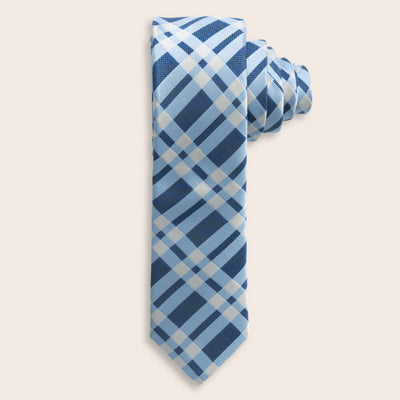 Blue plaid tie on a beige background
