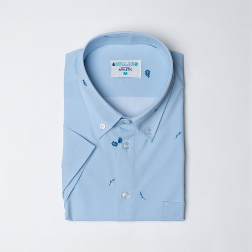 Range Shirt - Pale Blue w/ Leaves