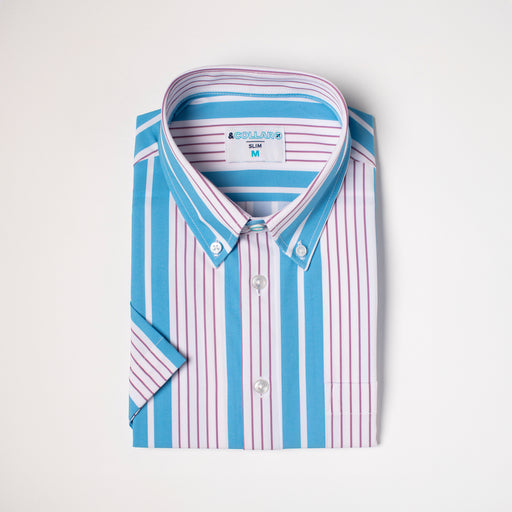 Range Shirt - Light Blue and White w/ Mauve Pinstripes