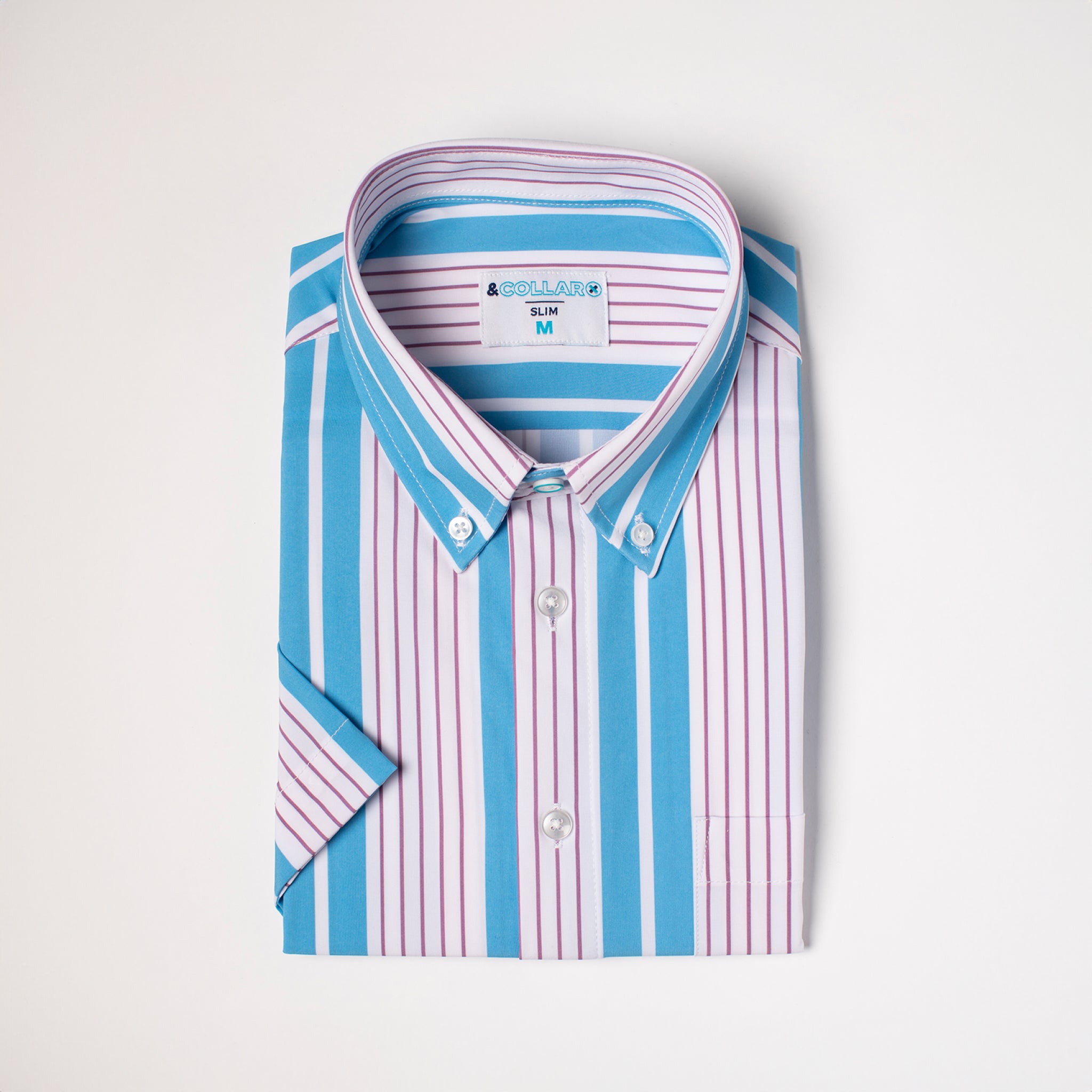Men's Light Blue and White w/ Mauve Pinstripes Short Sleeve Dress Shirt, Stain Repellent, Wrinkle Resistant Men's Light Blue and White w/ Mauve Pinstripes Short Sleeve Dress Shirt, Stain Repellent, Wrinkle Resistant