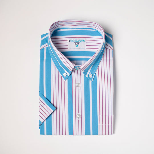 Range Shirt - Light Blue and White w/ Mauve Pinstripes
