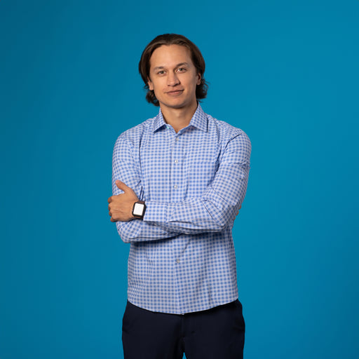 FINAL SALE: Range Shirt - Blue w/ White Check (NO RETURNS AND EXCHANGES)