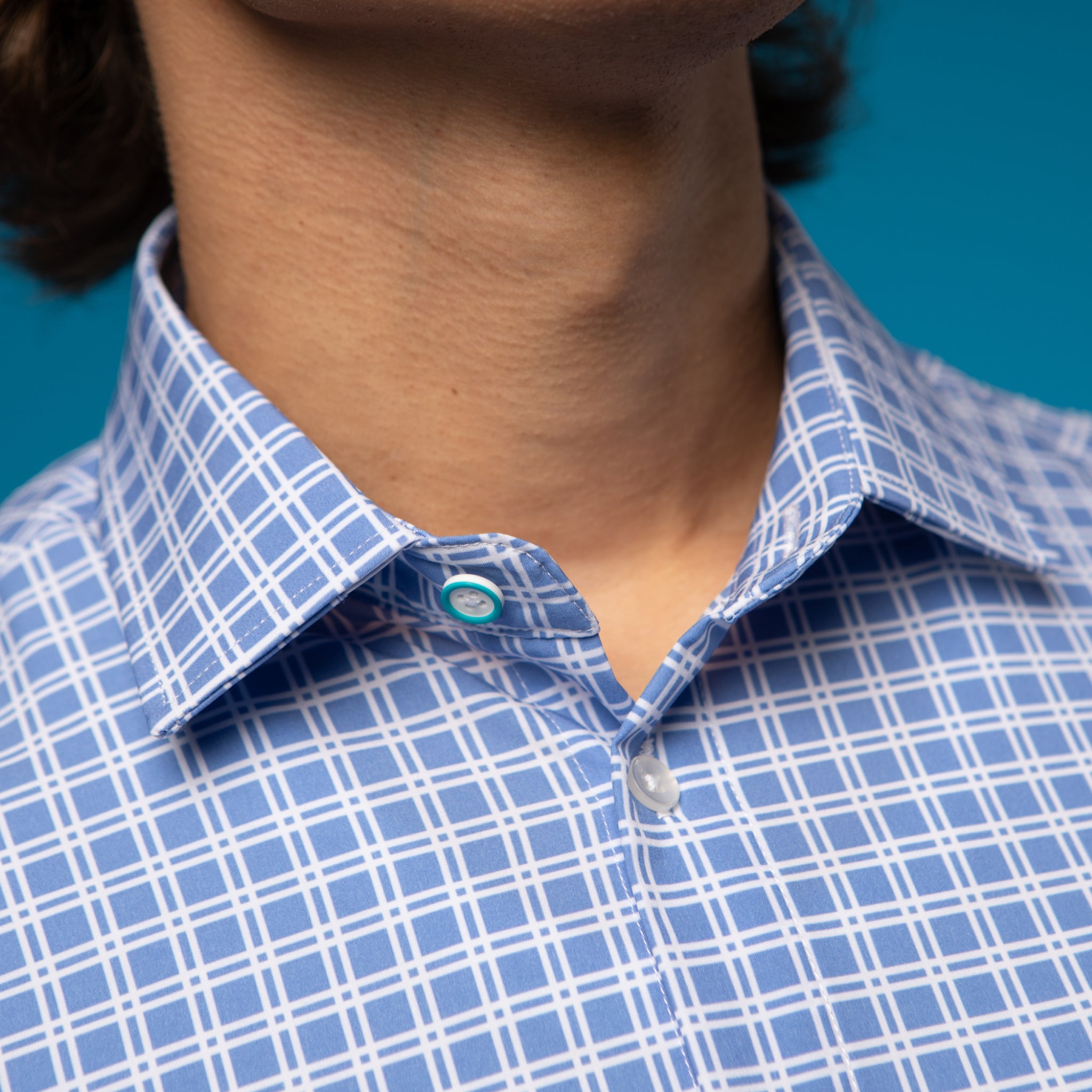 blue checkered dress shirt Men's w/ White Check Long Sleeve Shirt, Stain Repellent, Wrinkle Resistant Custom-tailor What A Way To Color:Purple Dusk Classic collar Long sleeves