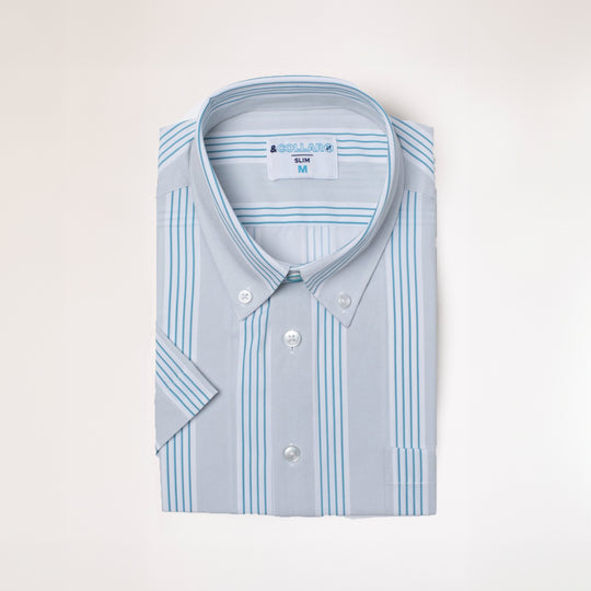 Range Shirt - Grey w/ Blue and White Stripes