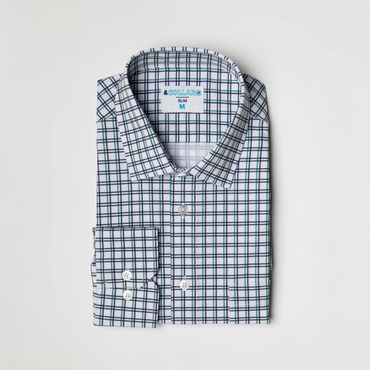 Range Shirt - White w/ Green and Purple Check