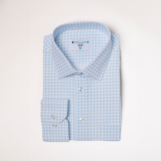 Range Shirt - Pale Blue and White Gingham