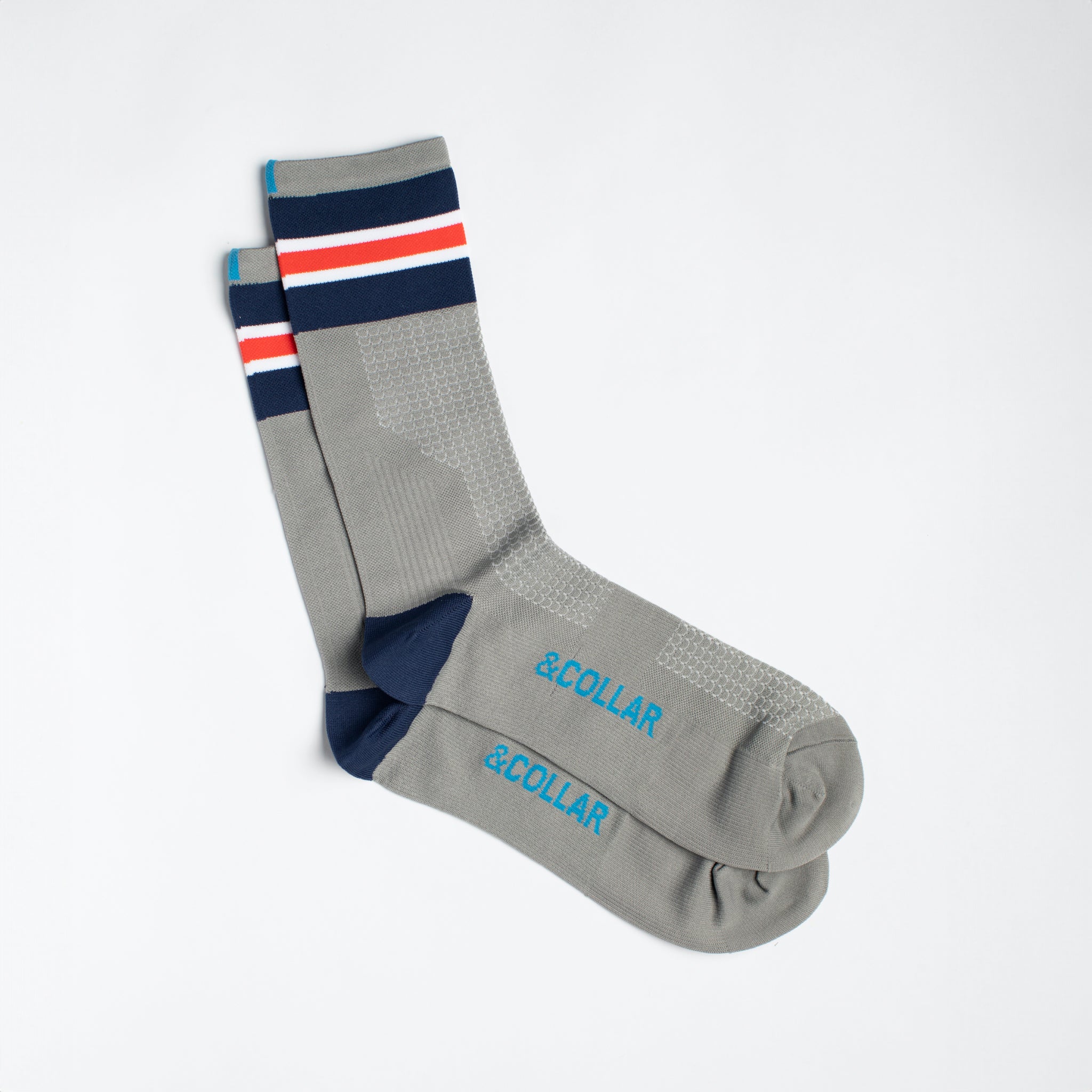 Summit Performance Dress Socks Grey with Navy/Red/White Stripes / 1 Summit Performance Dress Socks Grey with Navy/Red/White Stripes / 1