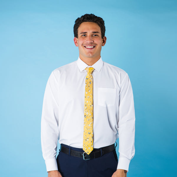 Yellowstone Yellow & Floral Print Washable Tie Yellowstone Yellow & Floral Print Washable Tie