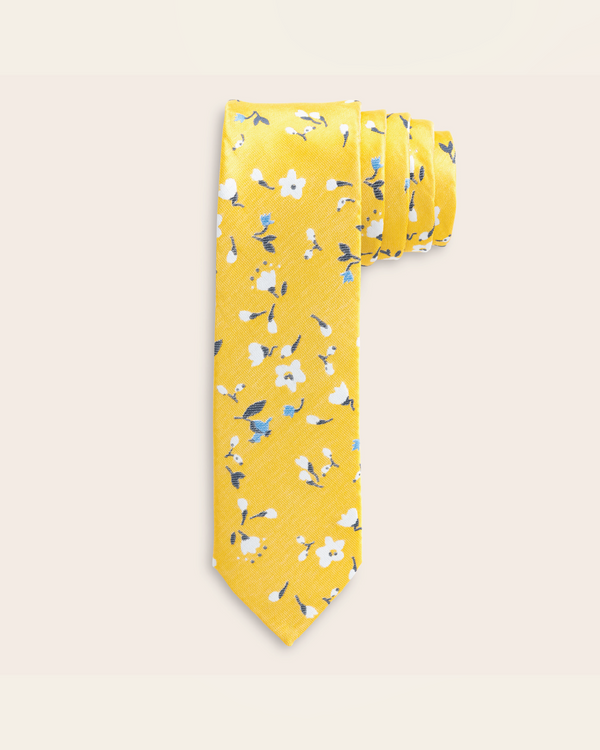 Yellowstone Yellow & Floral Print Washable Tie Yellowstone Yellow & Floral Print Washable Tie