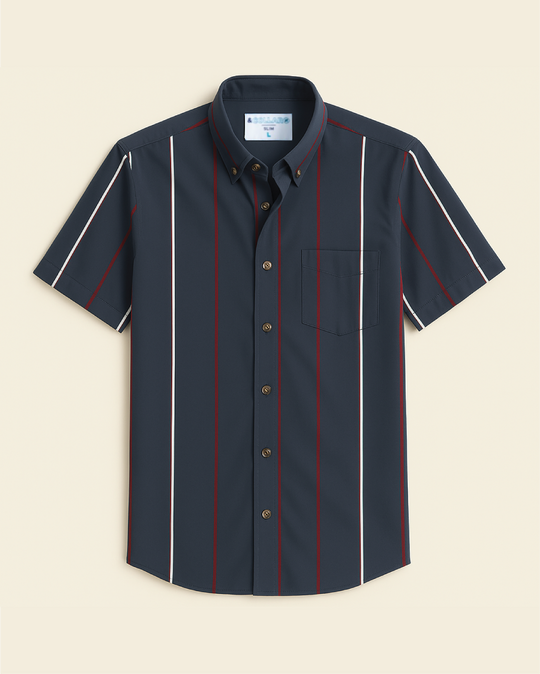 FINAL SALE: Range Shirt - Navy w/ Red and White Stripes (No Returns or Exchanges)