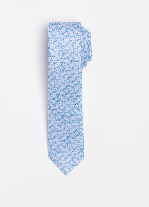 Blue floral patterned tie